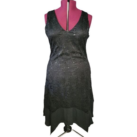 AUW Black Sequin Cocktail Dress (Size 12) - Picture 1 of 7